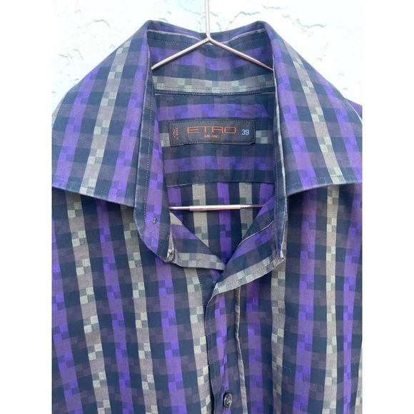 ETRO Milano Mens Long Sleeve Button Down Collared Dress Shirts Multi Sz 39 - Picture 3 of 10